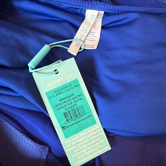 Sea Level Swim Spinnaker Cross Front Tankini Royal Blue 12 - Picture 4 of 5